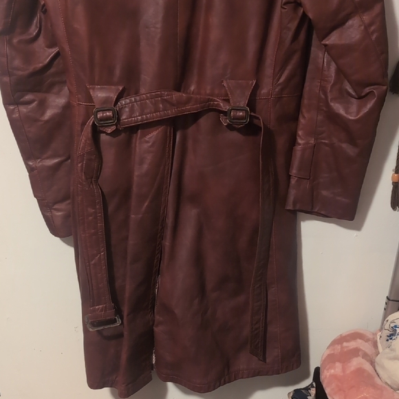 Men's Brown Vintage Leather Trench Coat By Victoria Leather - Picture 10 of 14